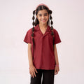 Girls maroon resort collar half sleeve shirt BTW-0003