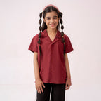 Girls maroon resort collar half sleeve shirt BTW-0003