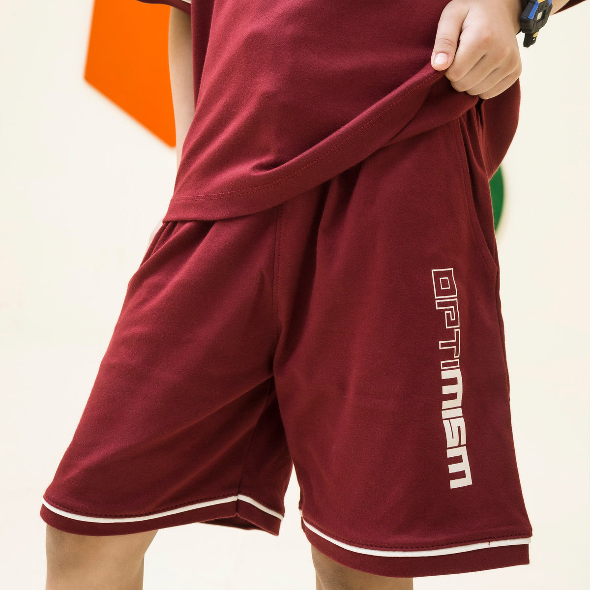 girls maroon minimalist oversized co ord set - GSK0002