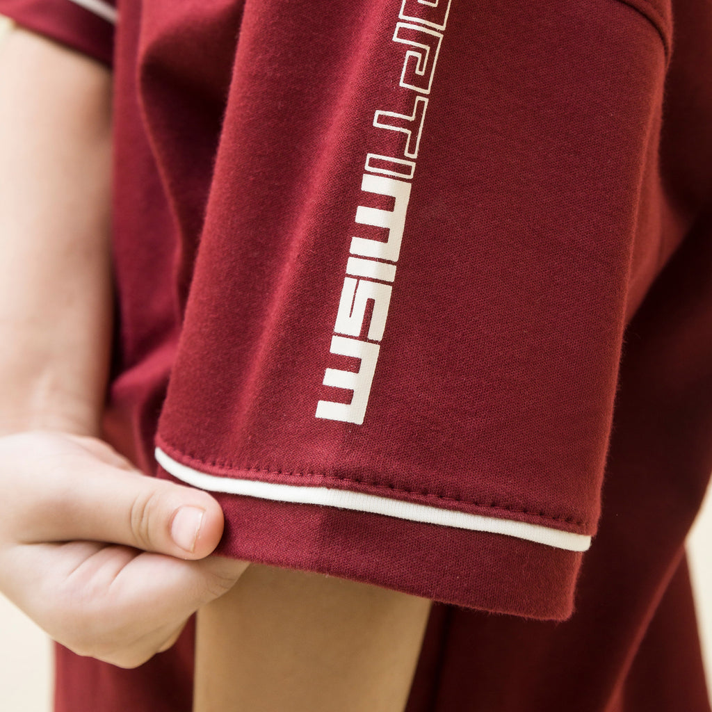 girls maroon minimalist oversized co ord set - GSK0002