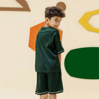 Boys green minimalist oversized co ord set - BSK0001