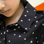 girls black heart print flowy top - GTW0016