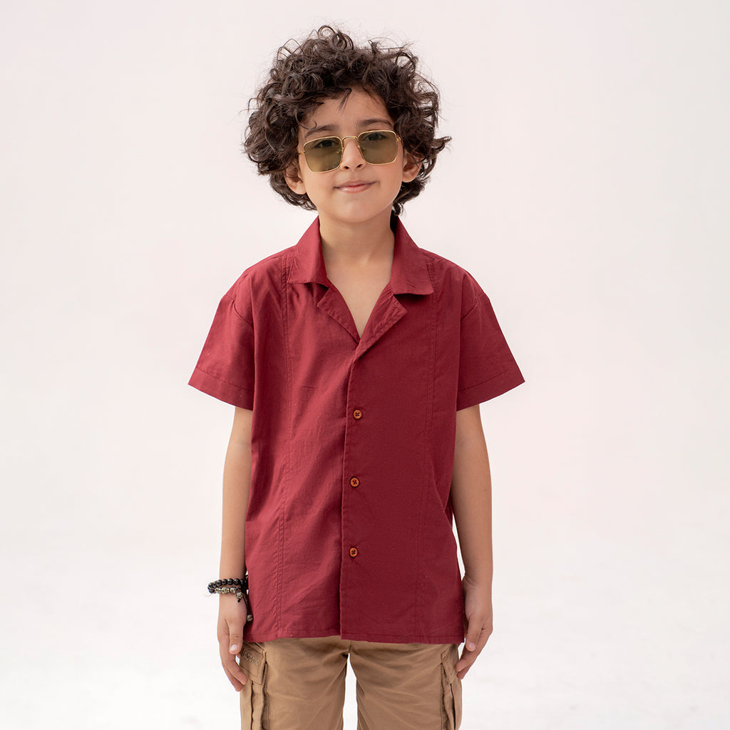 Girls maroon resort collar half sleeve shirt BTW-0003
