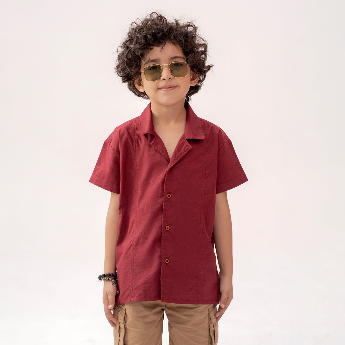 Girls maroon resort collar half sleeve shirt BTW-0003