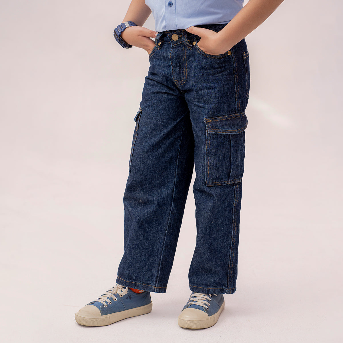 Boys denim cargo pants Dark Blue BBD-0003