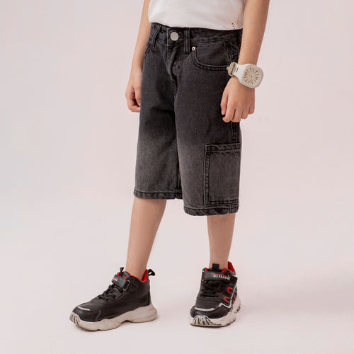 Boys denim cargo shorts Mid Grey BBD-0001