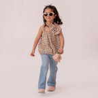 Girls brown woven top GTW-0001