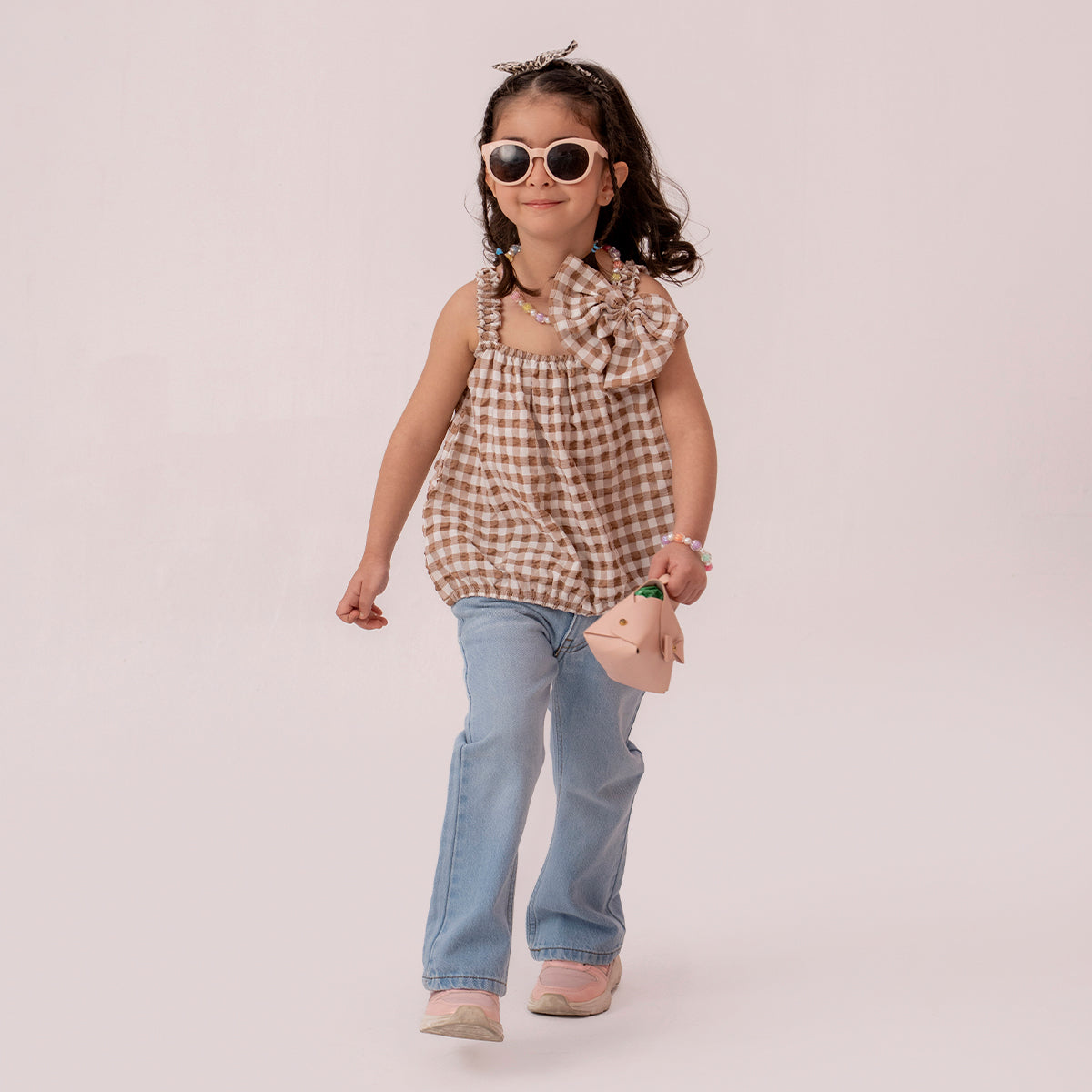 Girls brown woven top GTW-0001