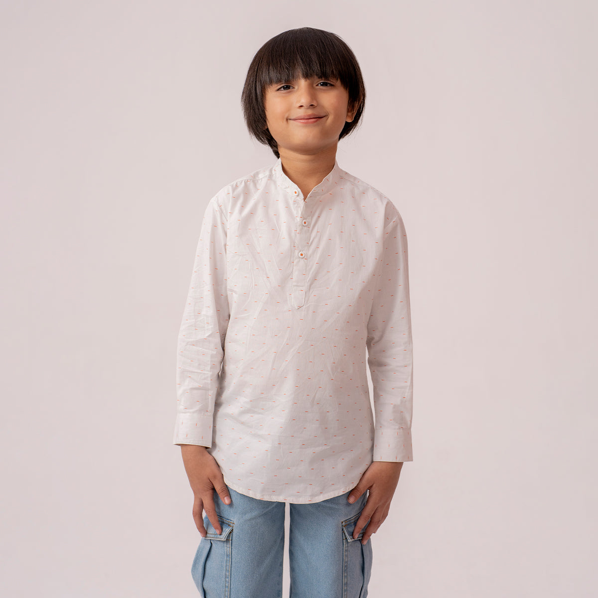 Boys white band collar full sleeve shirt BTW-0007