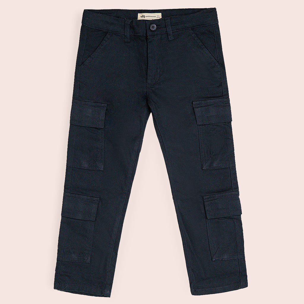 Boys twill cargo pants Bluish Black BBT-0003