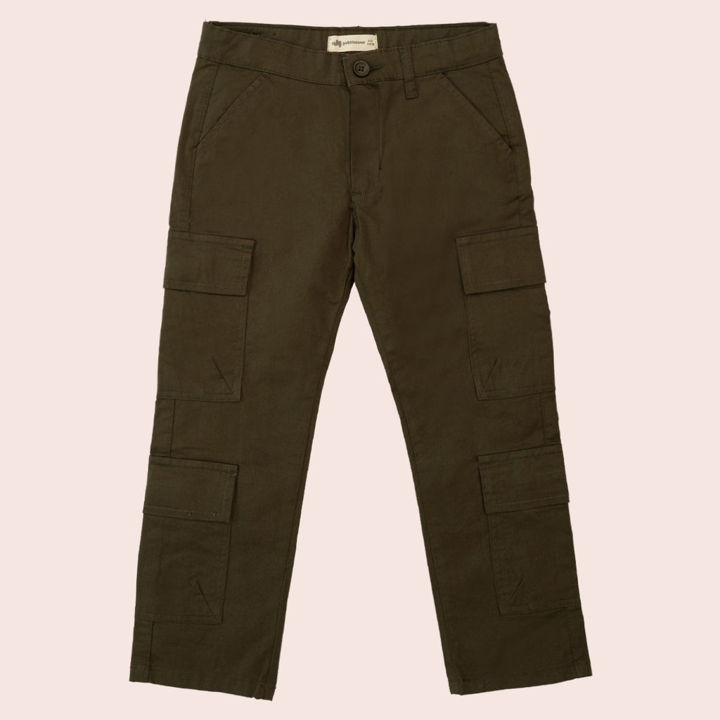 Boys twill cargo pants Olive BBT-0003