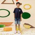 Boys navy blue back printed oversized tee - BTK0016
