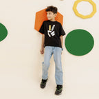 Boys black graphic oversized tee - BTK0017