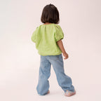 Girls green woven top GTW-0002