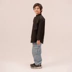 Boys black band collar full sleeve shirt BTW-0006