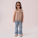 Girls brown woven top GTW-0001