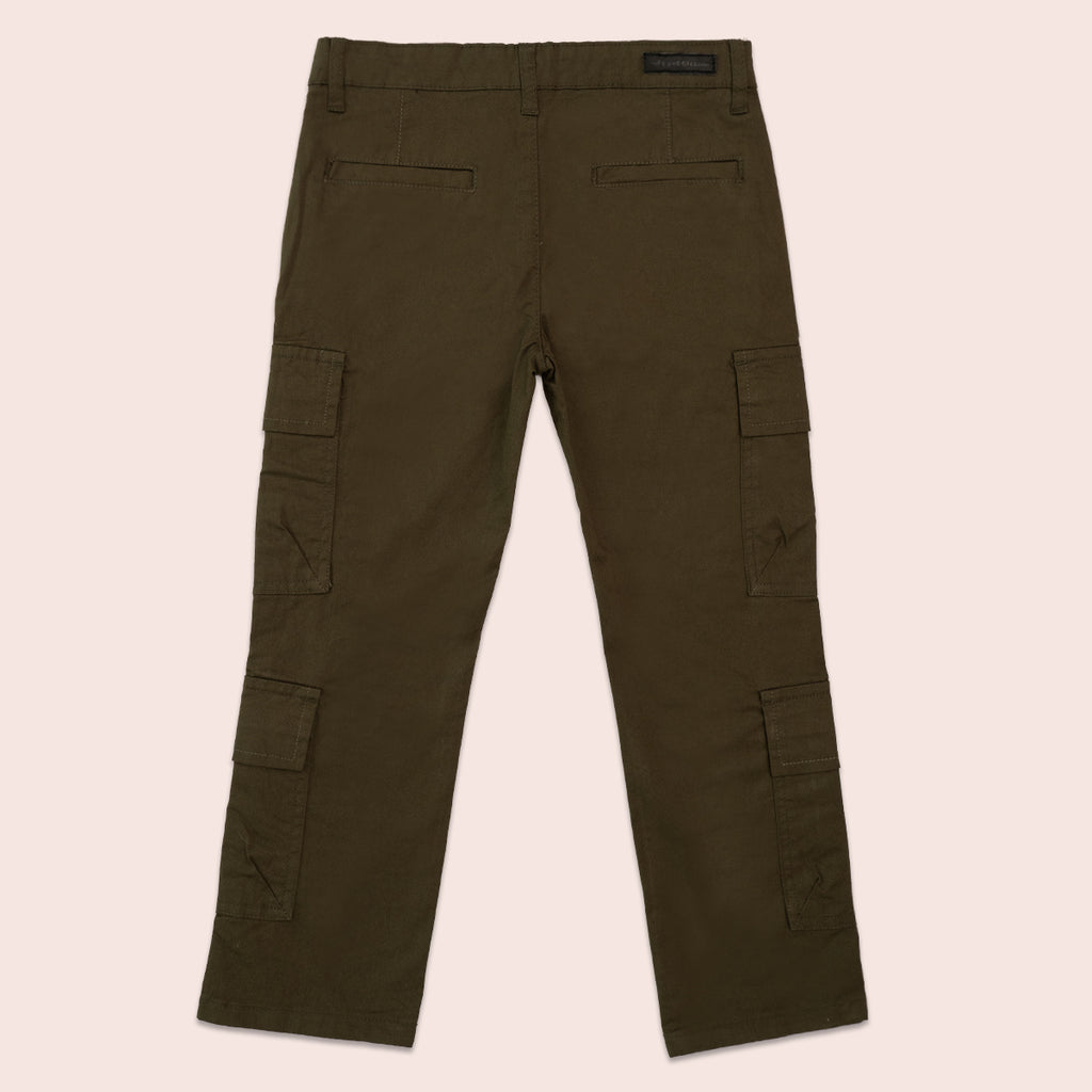 Boys twill cargo pants Olive BBT-0003