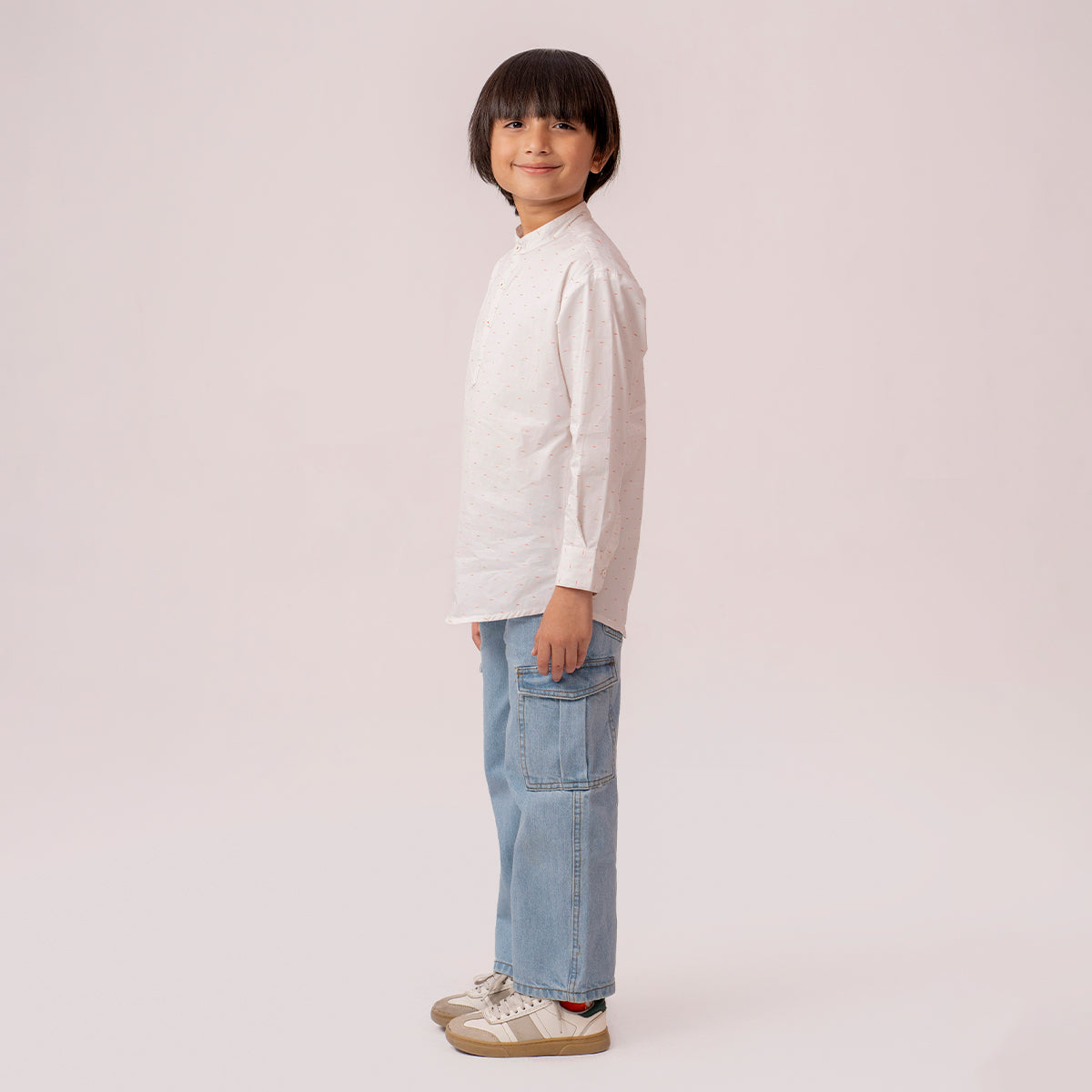 Boys white band collar full sleeve shirt BTW-0007