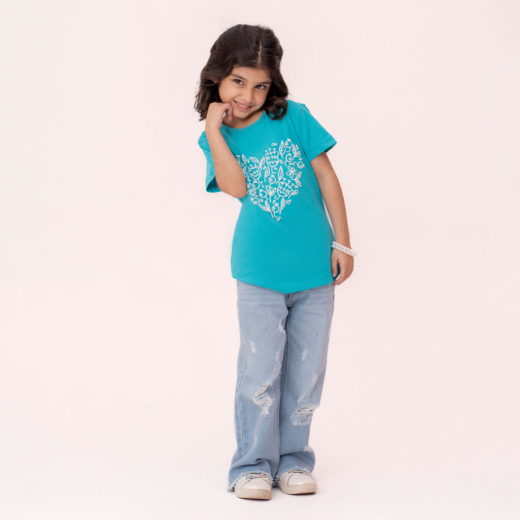 Girls turquoise t-shirt GTK-0005