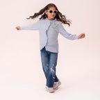 Girls blue button down shirt GTW-0004
