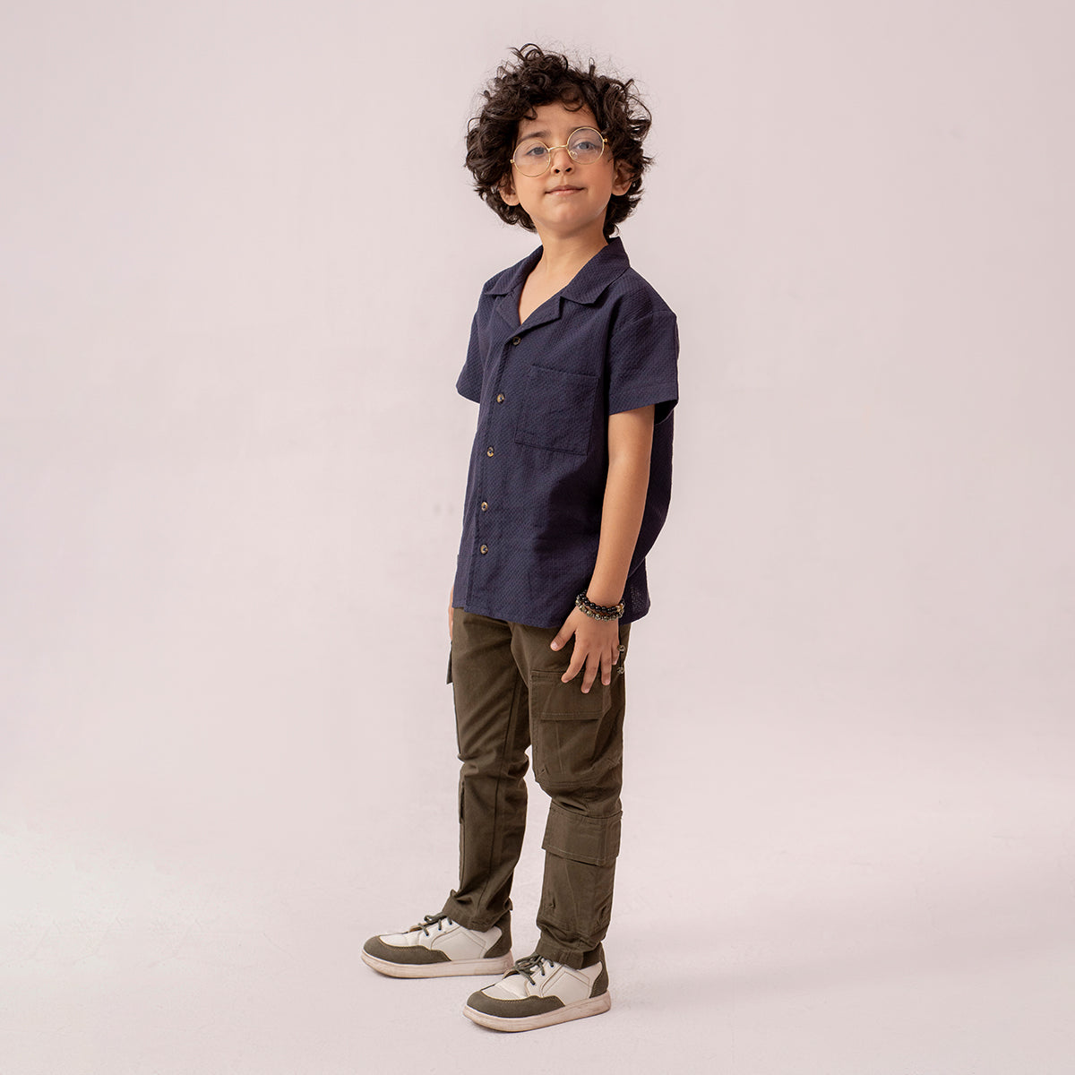 Boys navy resort collar half sleeve shirt BTW-0008