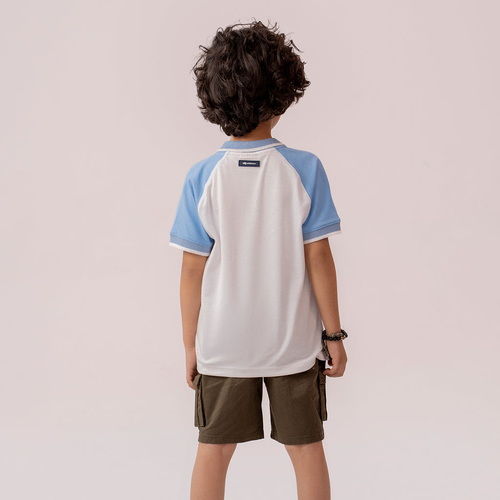 Boys white-sky blue polo shirt BTK-0001