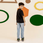 Boys black graphic oversized tee - BTK0017