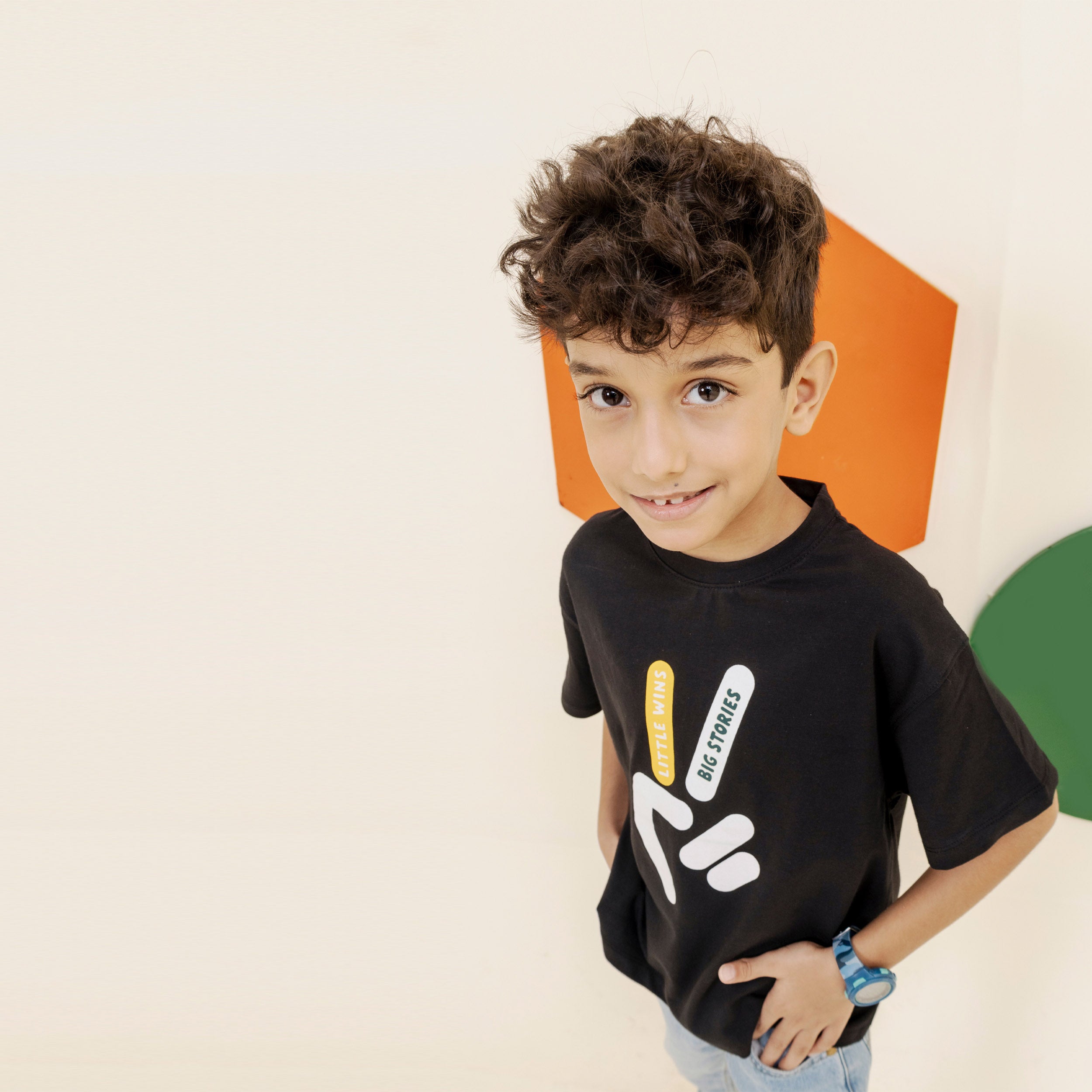 Boys black graphic oversized tee - BTK0017