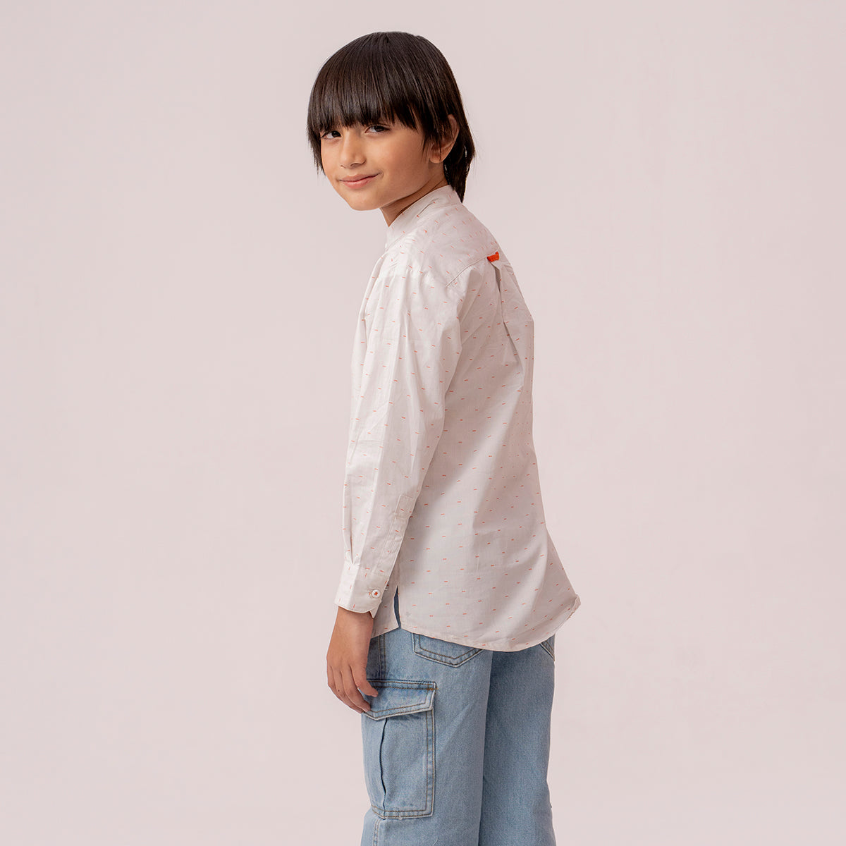 Boys white band collar full sleeve shirt BTW-0007
