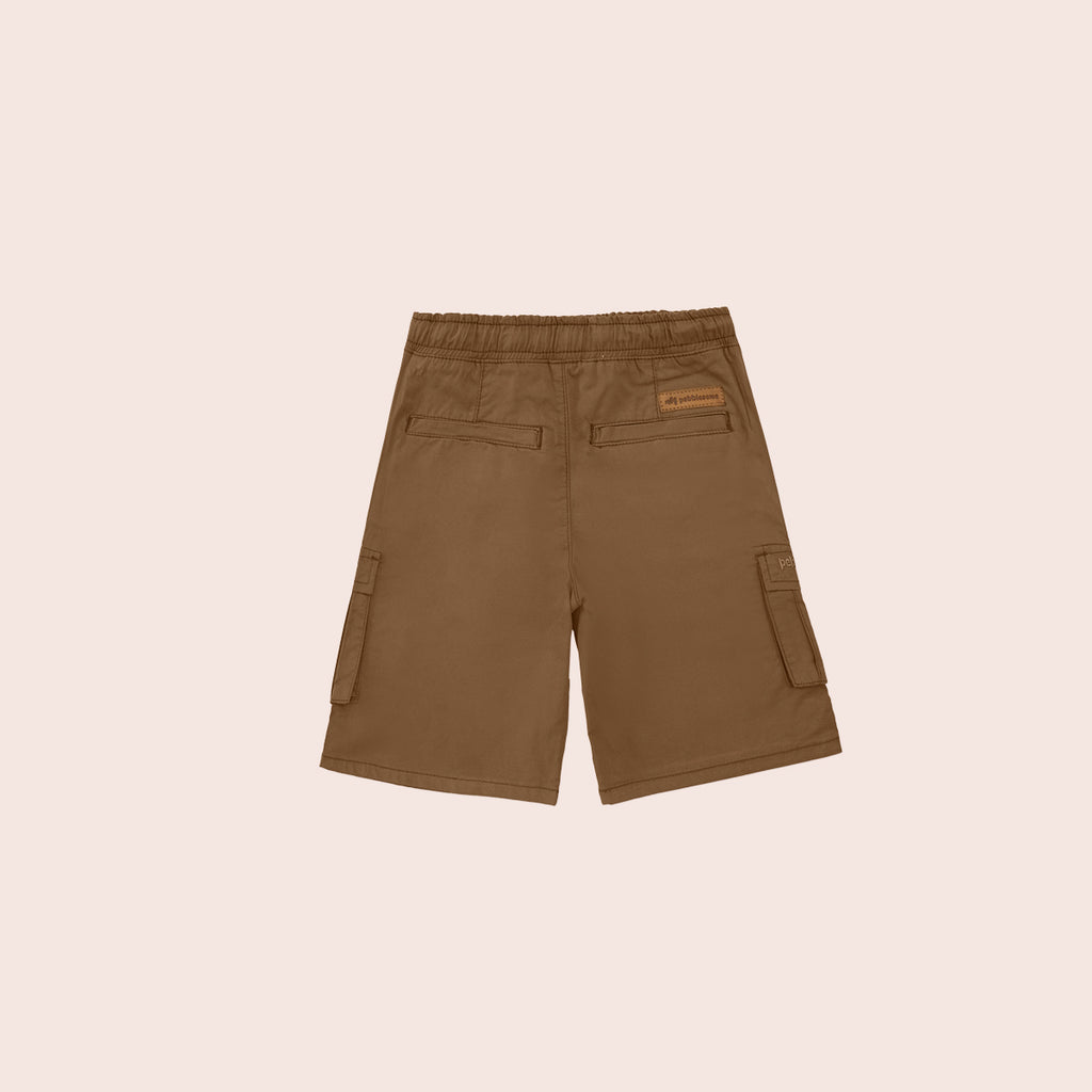 Boys twill cargo shorts Tan BBT-0002