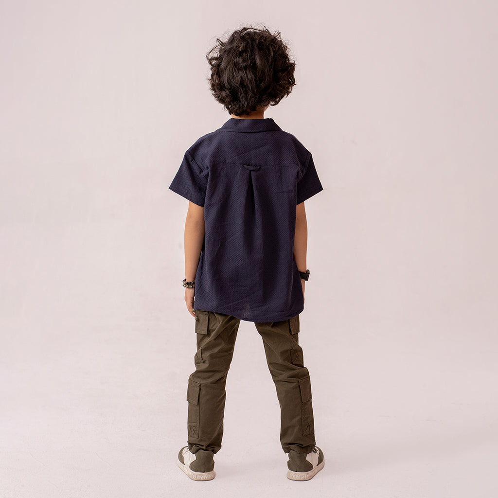Boys navy resort collar half sleeve shirt BTW-0008