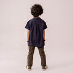 Boys navy resort collar half sleeve shirt BTW-0008
