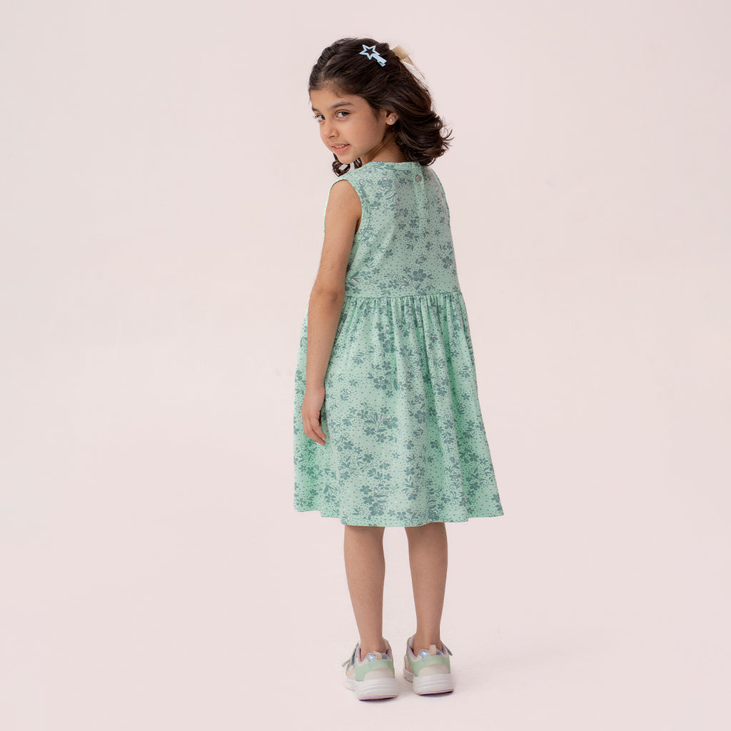 Girls green dress GTW-0009