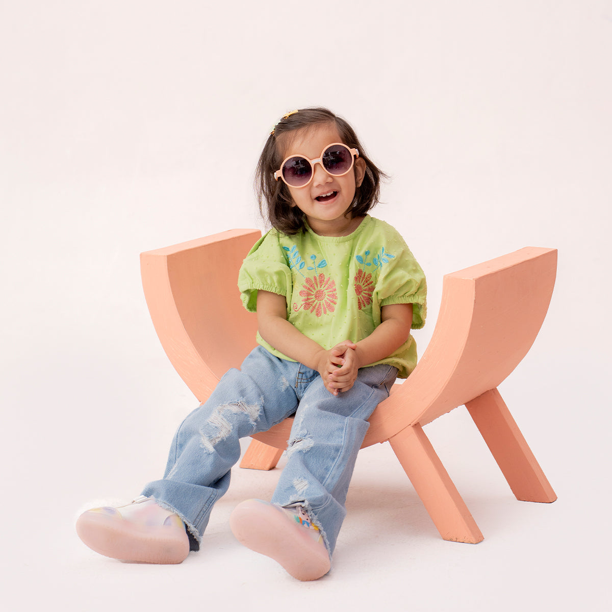 Girls green woven top GTW-0002