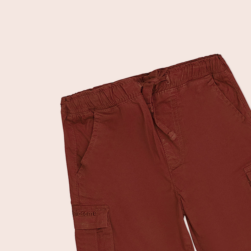 Boys twill cargo shorts Maroon BBT-0002