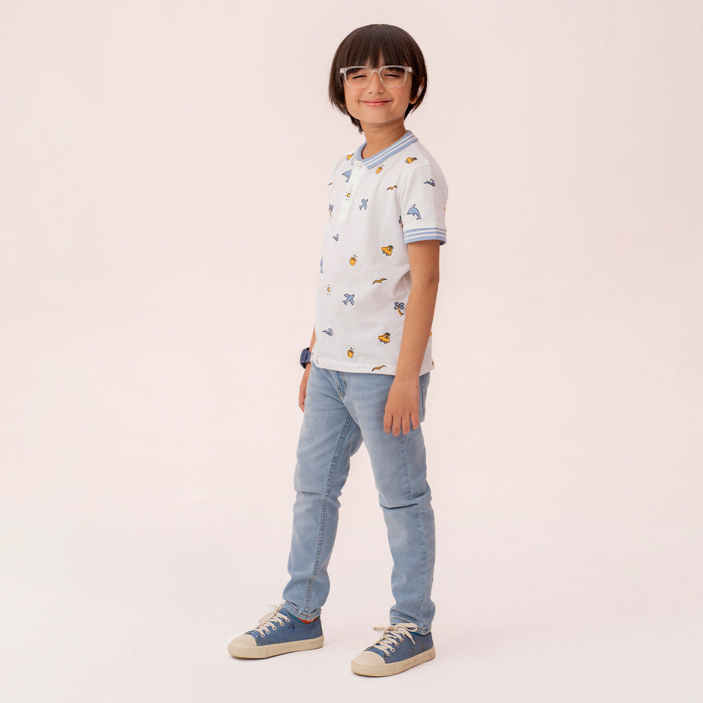 Boys white polo shirt BTK-0002