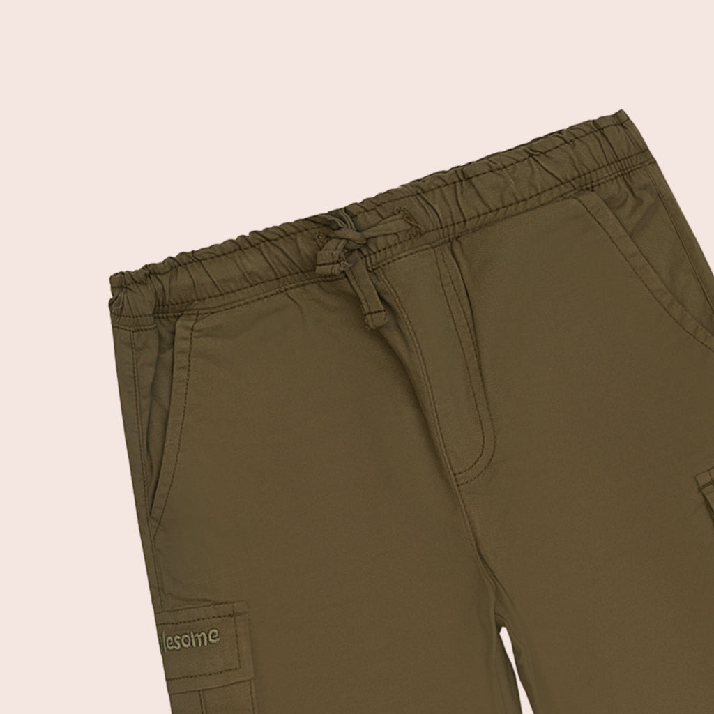 Boys twill cargo shorts Olive BBT-0002