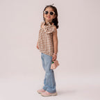 Girls brown woven top GTW-0001