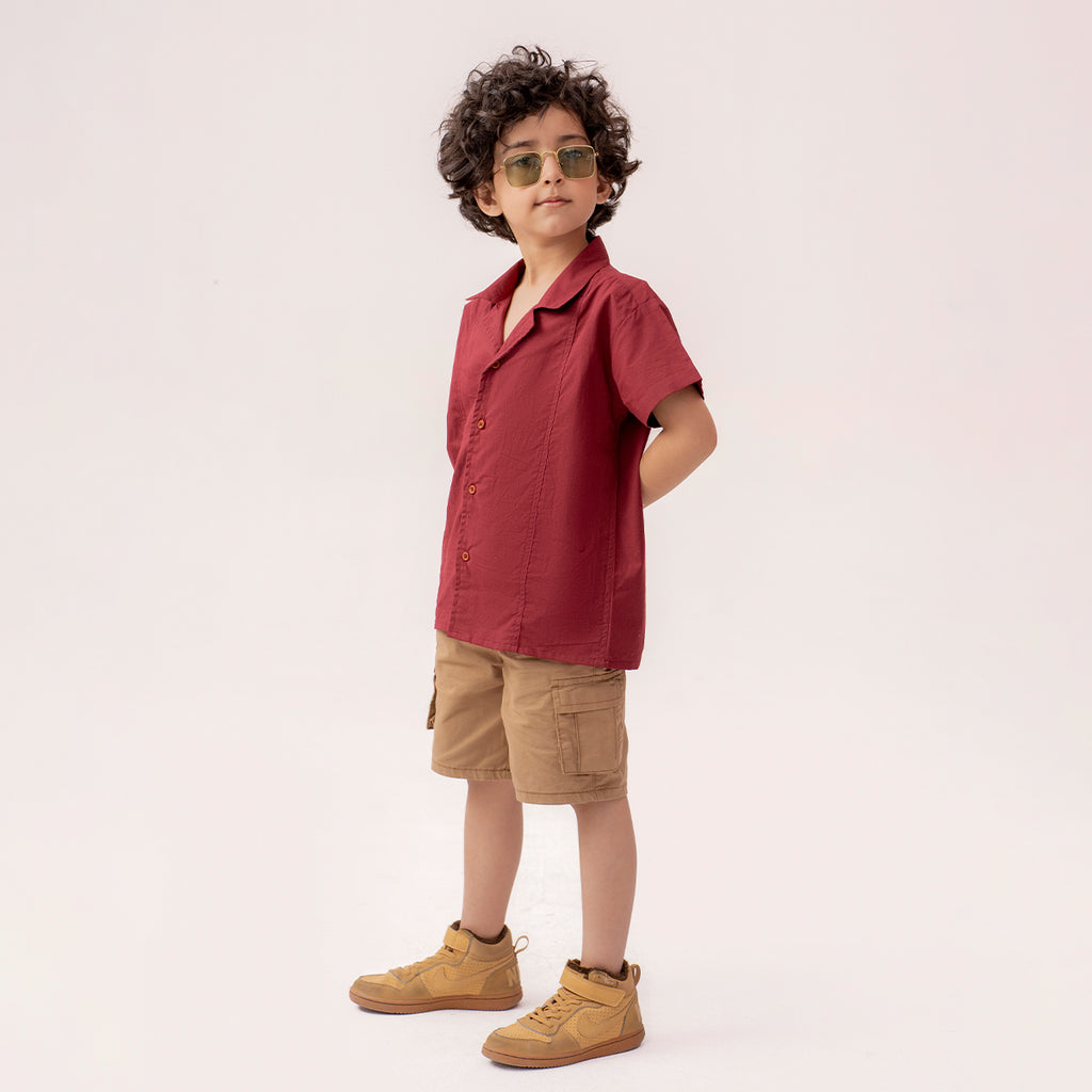 Girls maroon resort collar half sleeve shirt BTW-0003