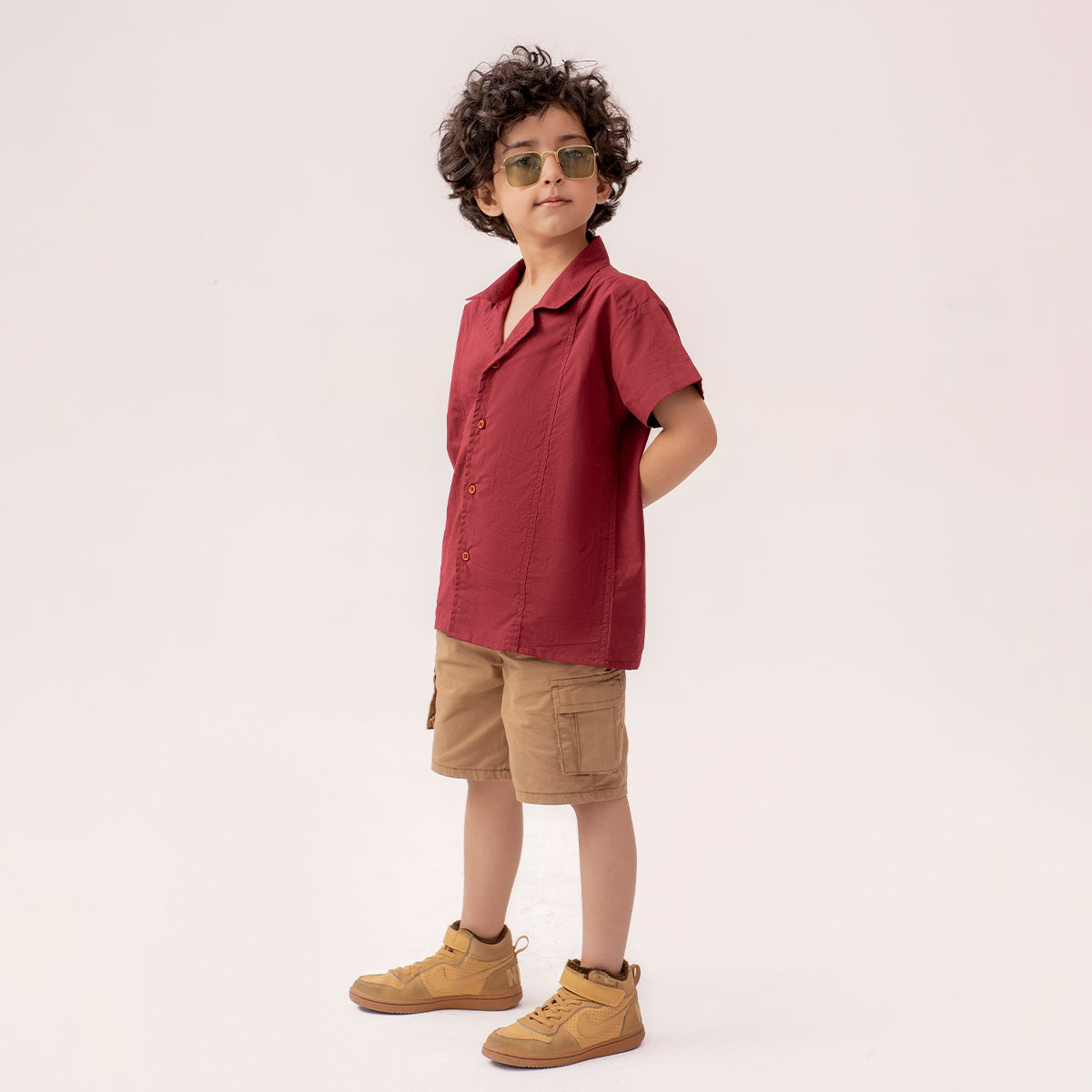 Girls maroon resort collar half sleeve shirt BTW-0003
