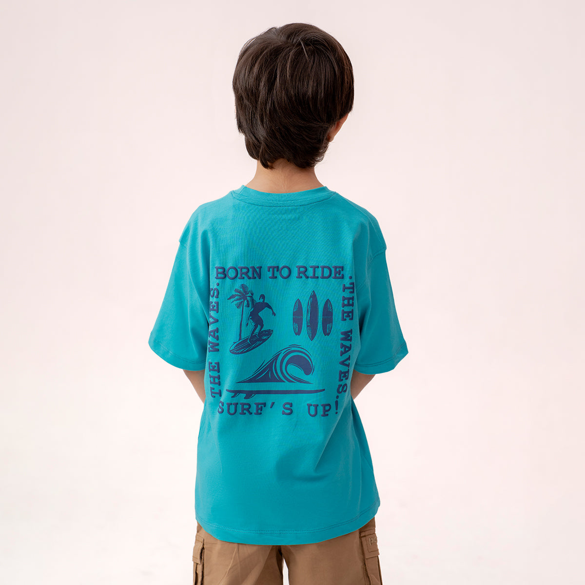 Boys turquoise oversized t-shirt BTK-0008