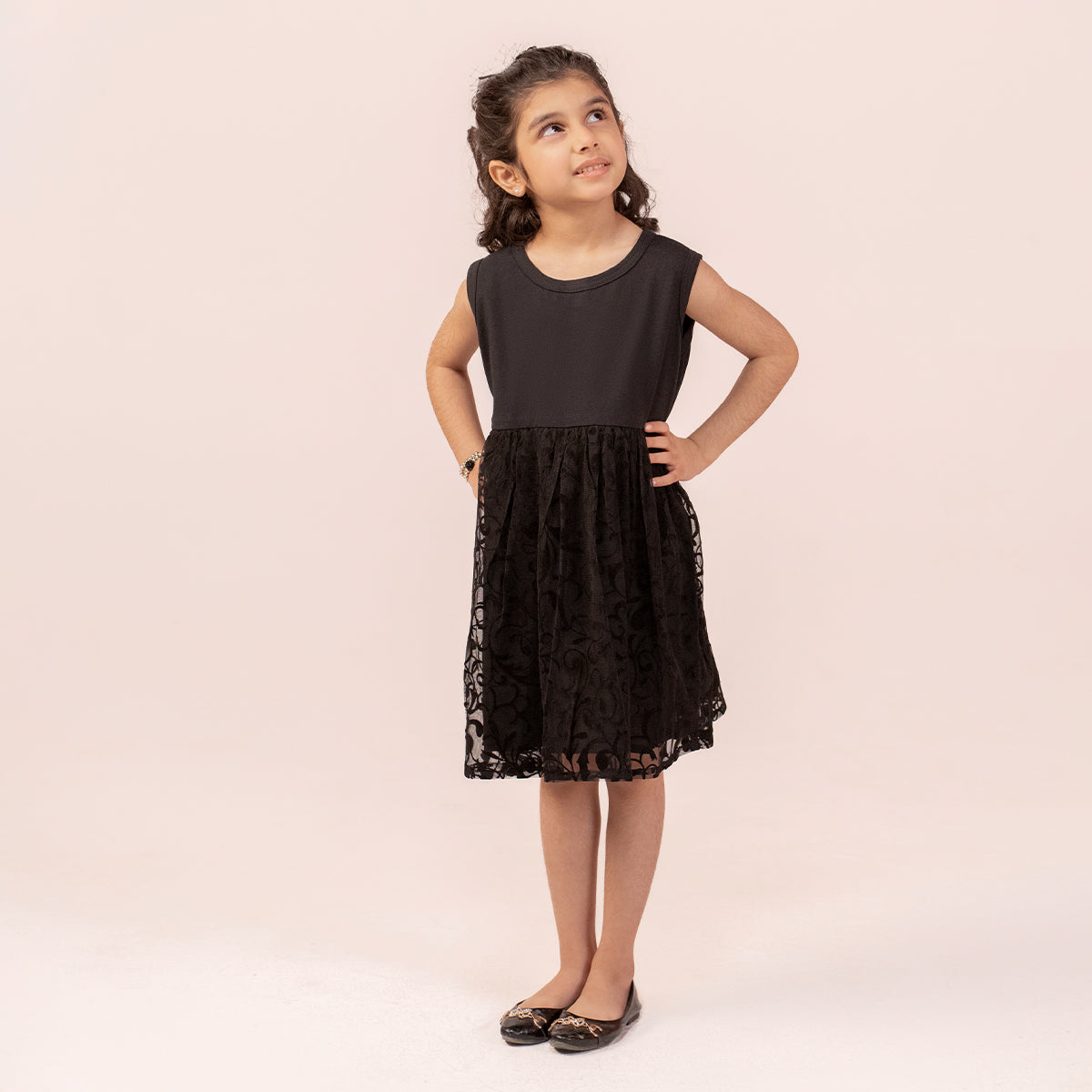 Girls black dress GTW-0011