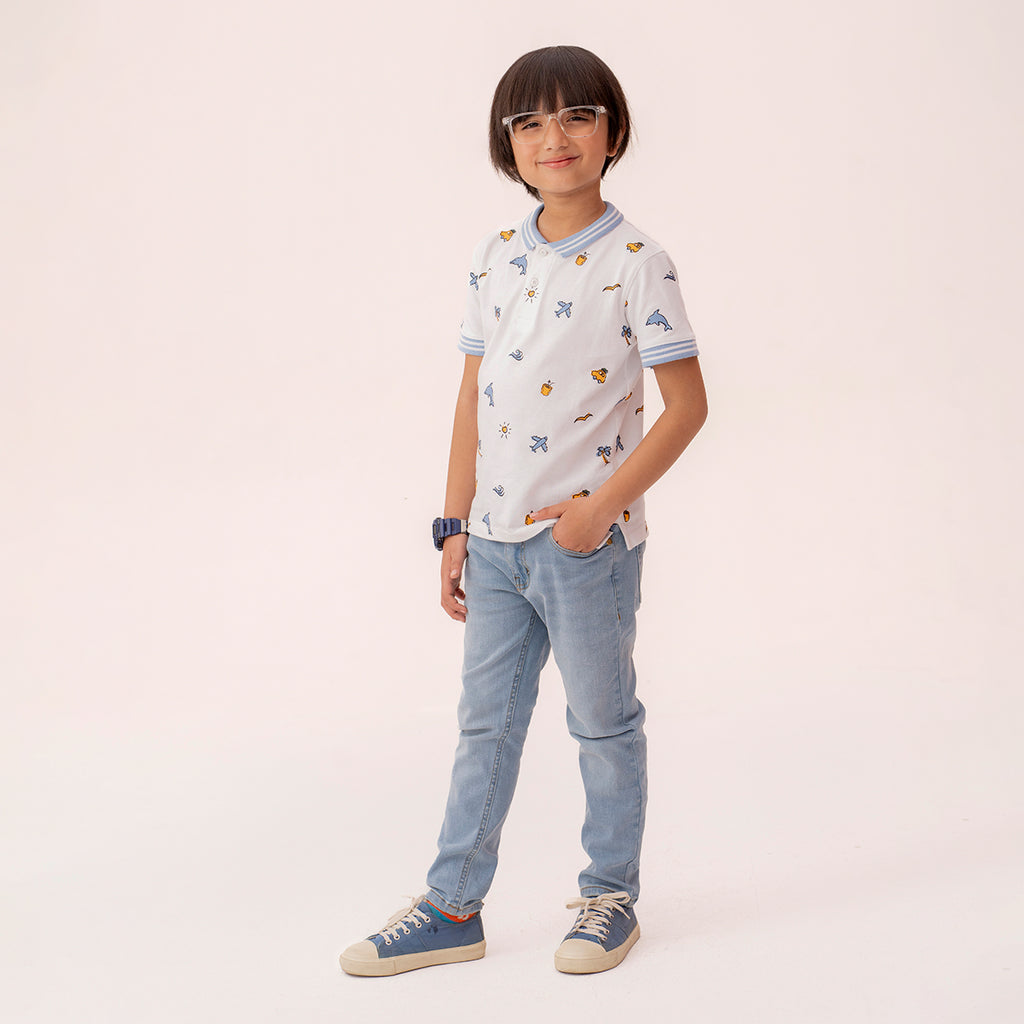 Boys white polo shirt BTK-0002