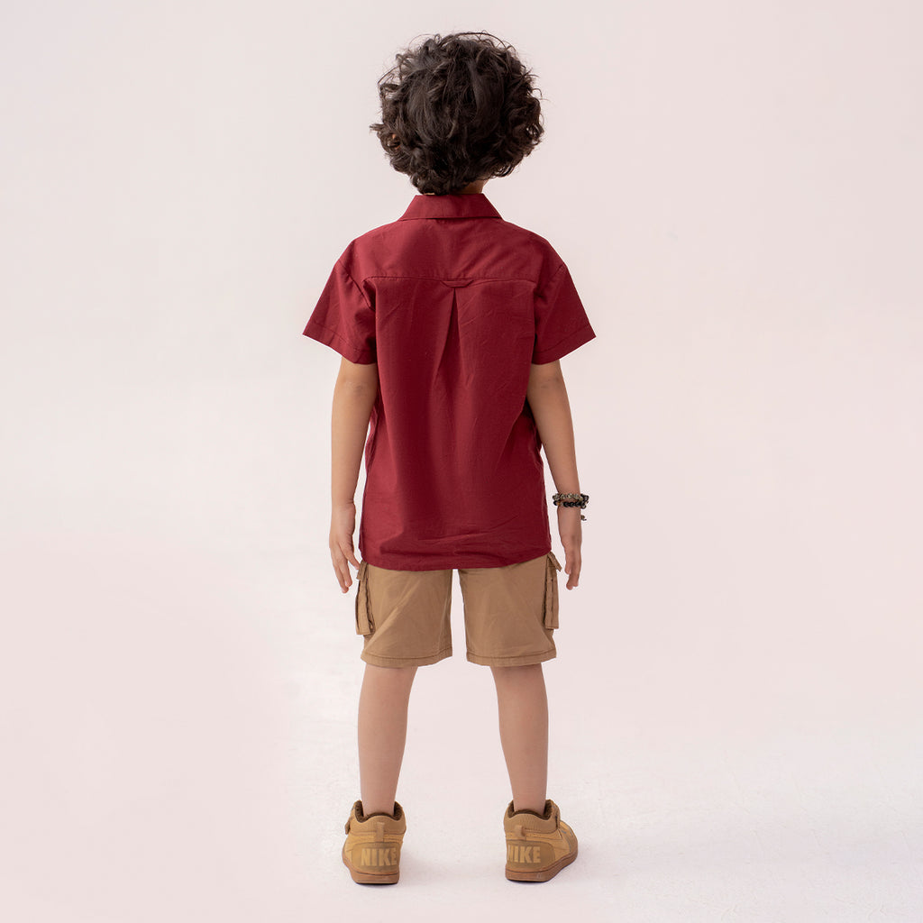 Girls maroon resort collar half sleeve shirt BTW-0003
