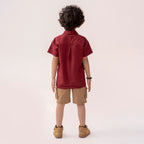 Girls maroon resort collar half sleeve shirt BTW-0003