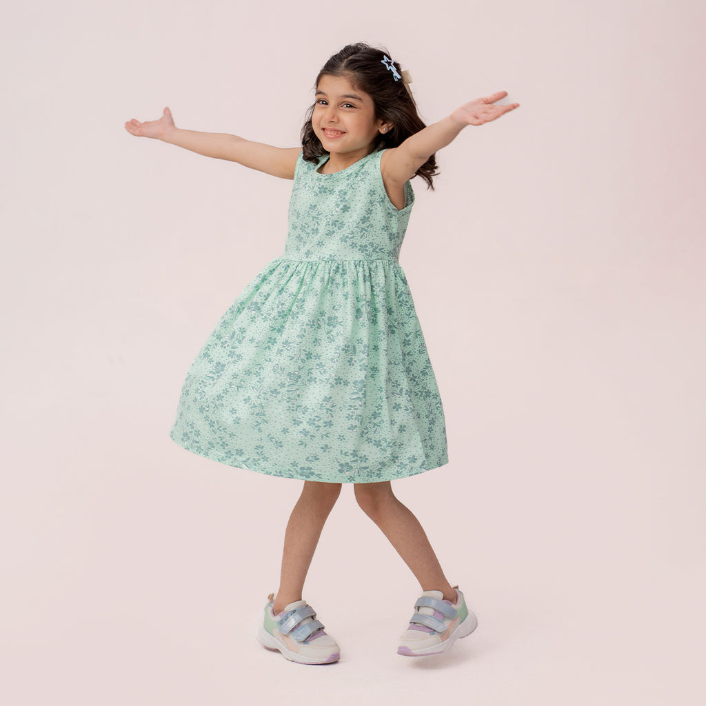 Girls green dress GTW-0009