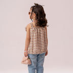 Girls brown woven top GTW-0001