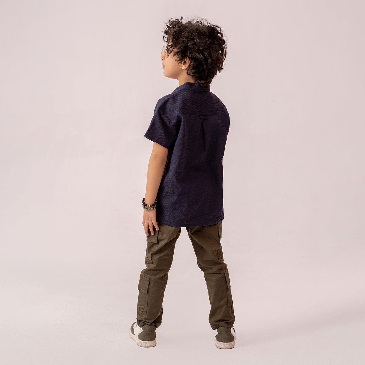 Boys navy resort collar half sleeve shirt BTW-0008