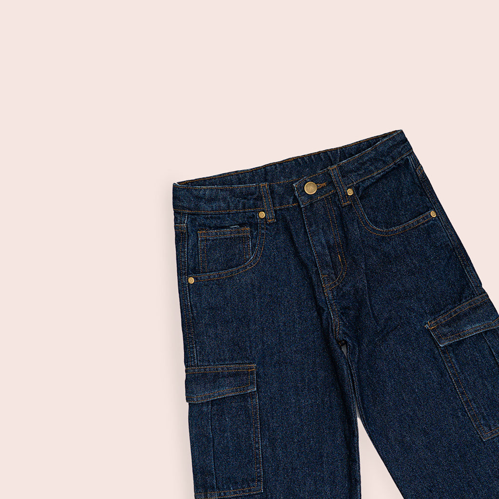 Boys denim cargo pants Dark Blue BBD-0003