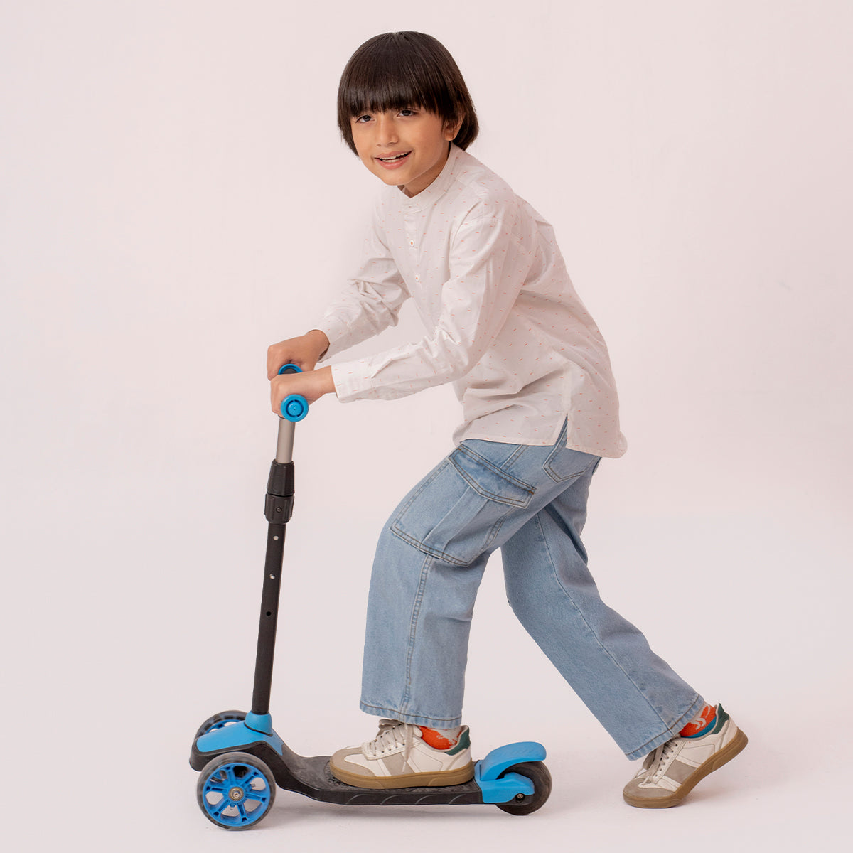 Boys white band collar full sleeve shirt BTW-0007